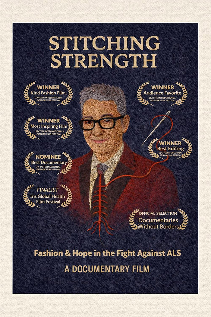 Image with words Stitching Strength, image of Dr. Bedlack, all sewn