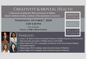 Creativity & Mental Health Poster with panelist headshots