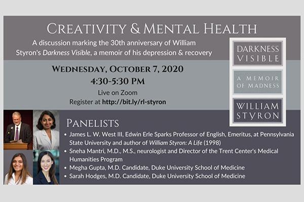 Creativity & Mental Health Poster with panelist headshots