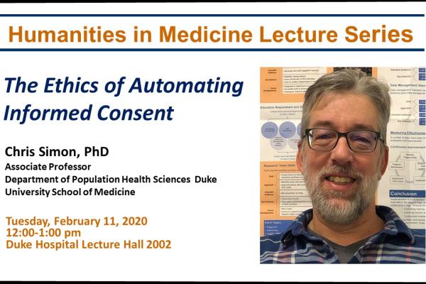 The Ethics of Automating Informed Consent - Chris Simon, PhD with headshot